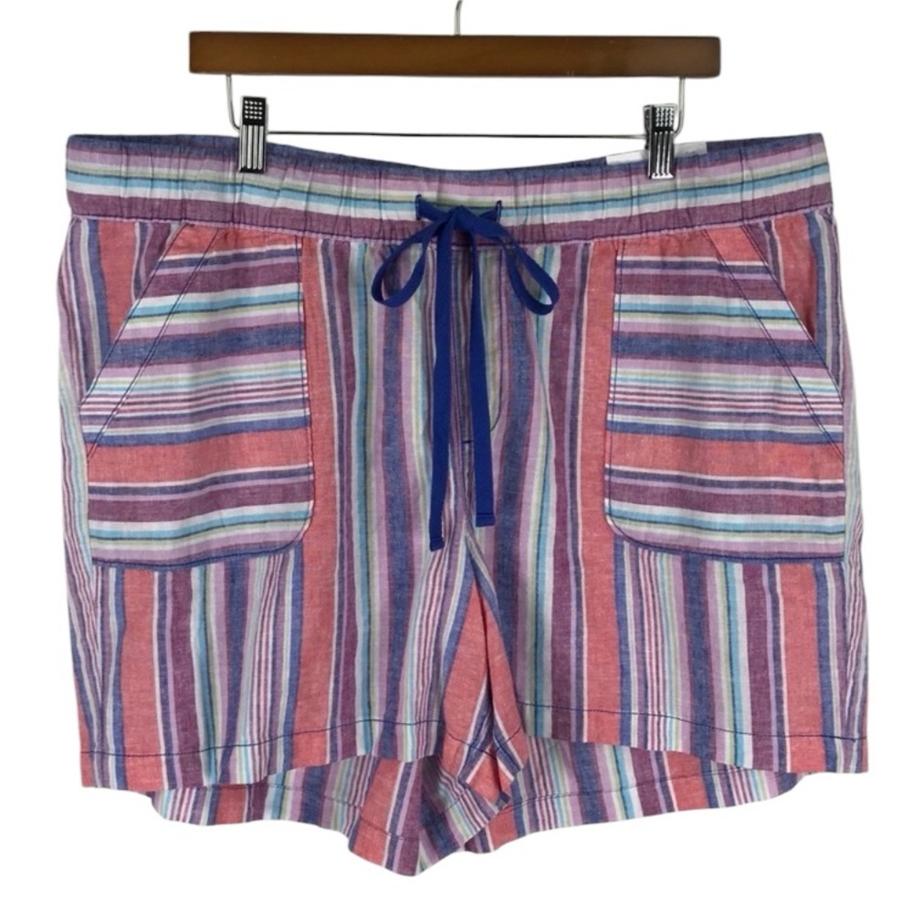 LANE BRYANT Linen Blend Mid-Rise Pastel Rainbow Shorts NWT